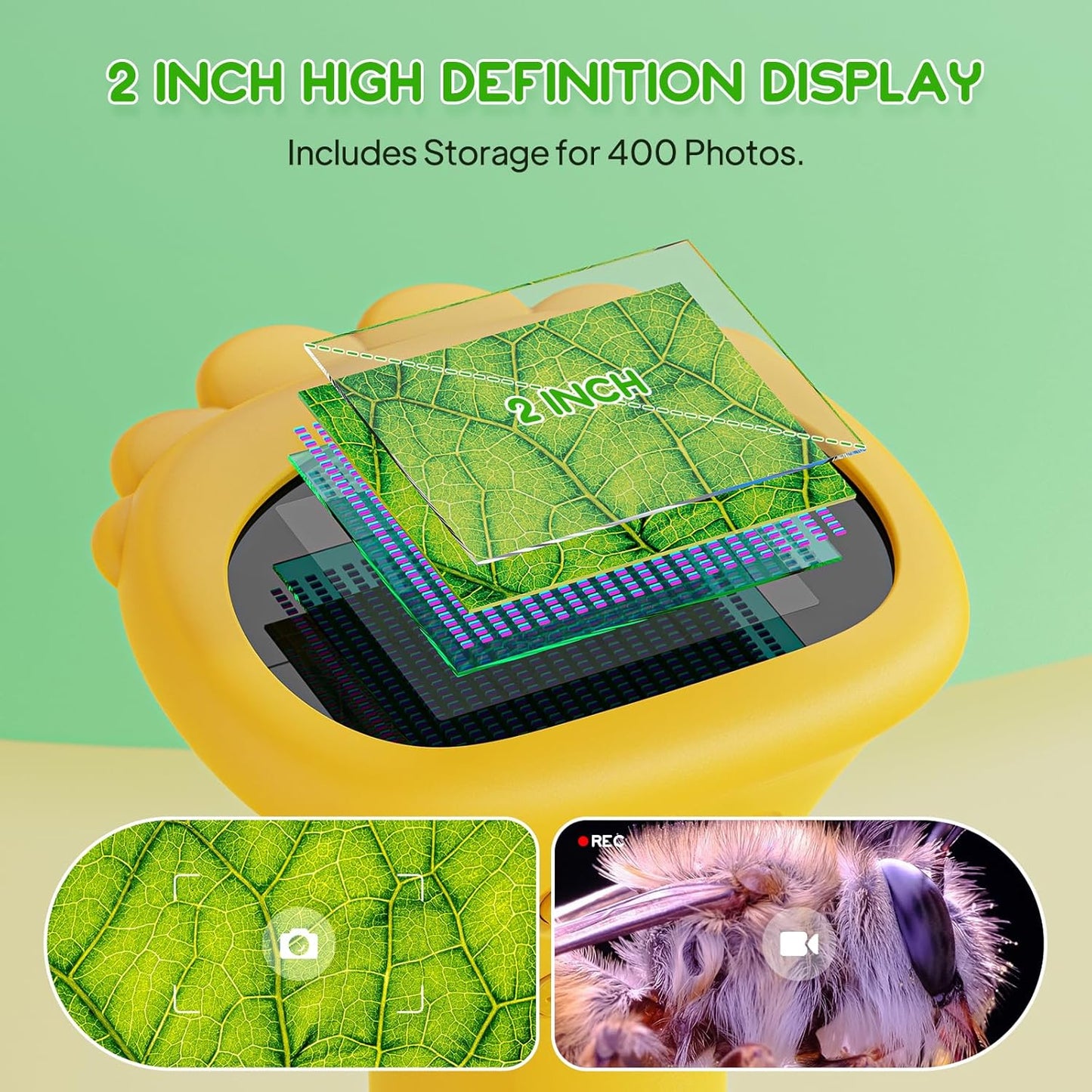 Kids Digital Microscope with 2.0'' IPS Screen